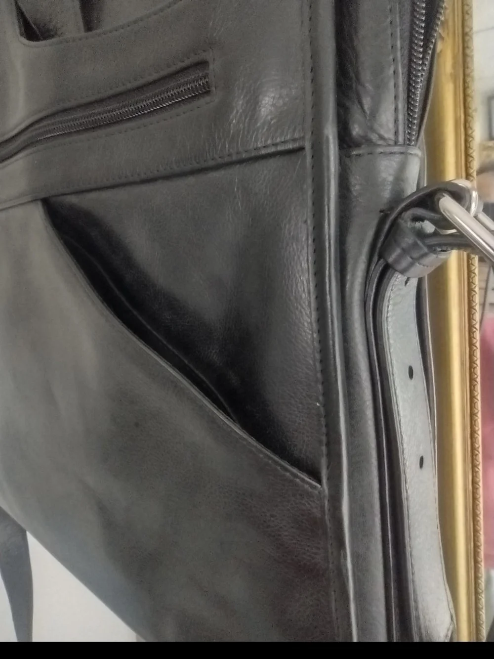 Classic Black Leather Messenger Bag for Men